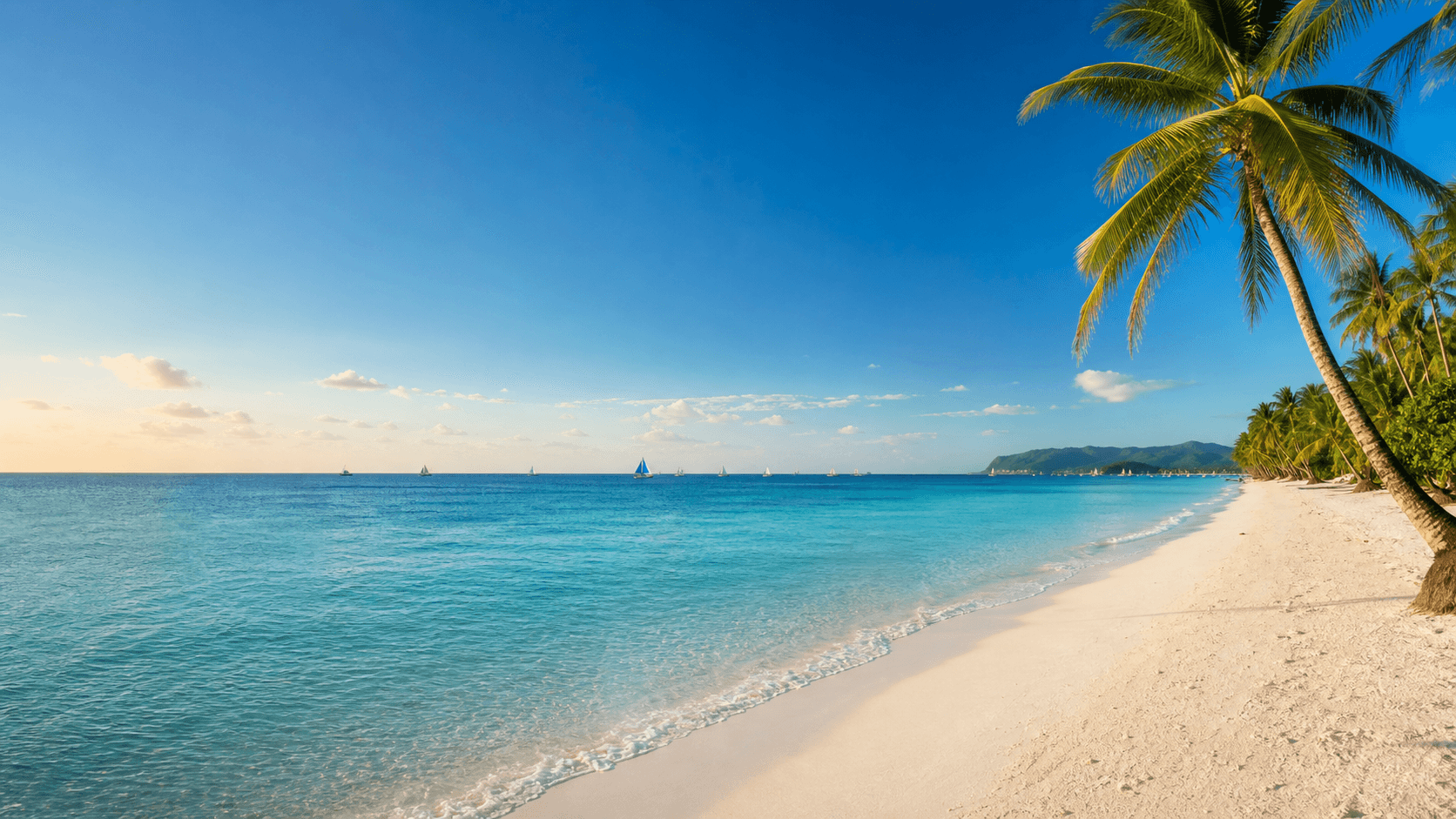 White Beach, Boracay — turquoise water meeting powder-white sand