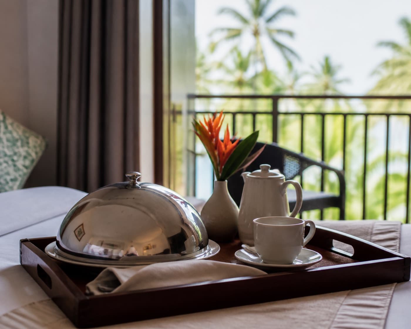 An in-room dining tray from Azure Sands Cafe