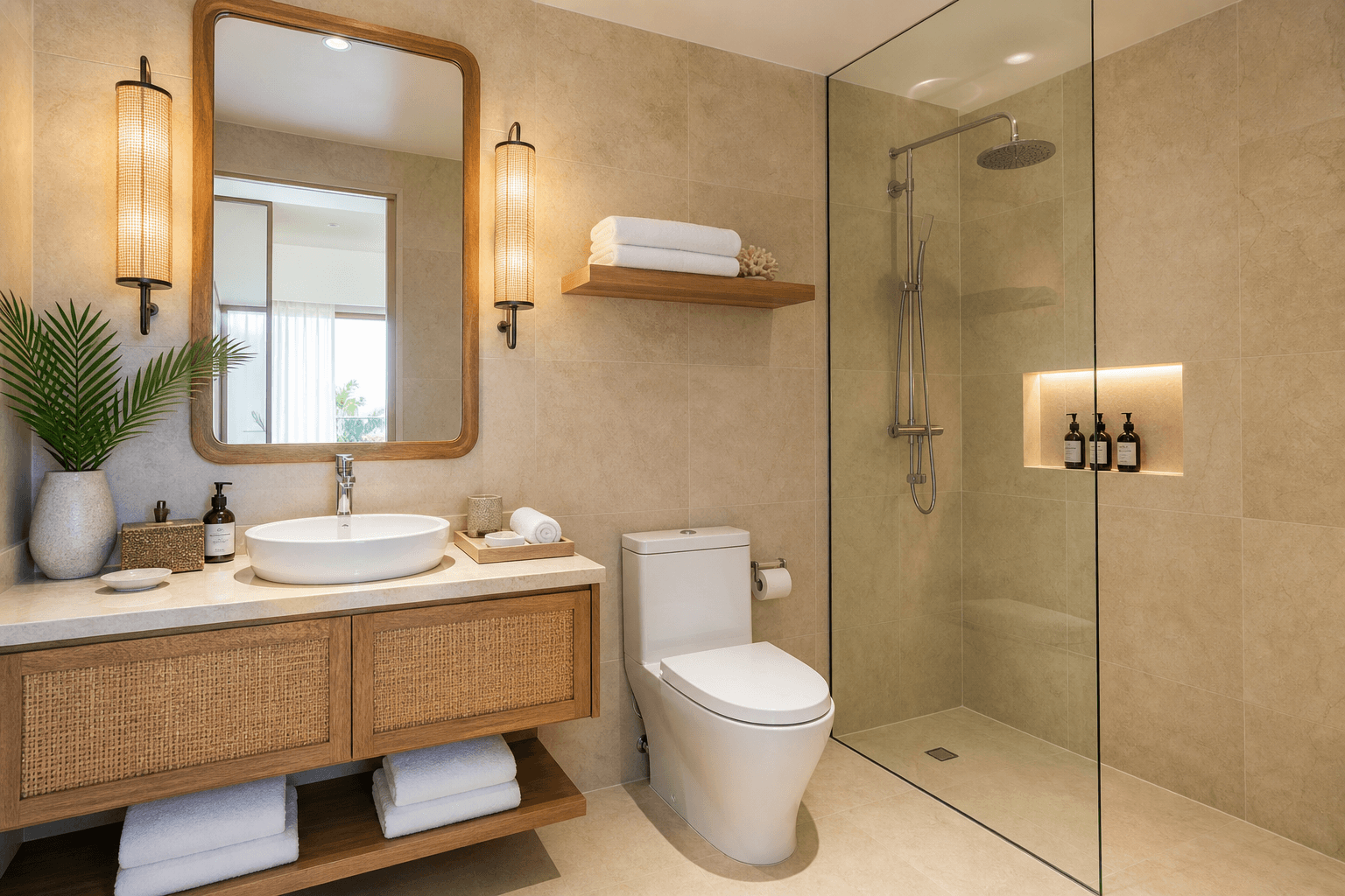 Deluxe Studio rainfall-shower bathroom