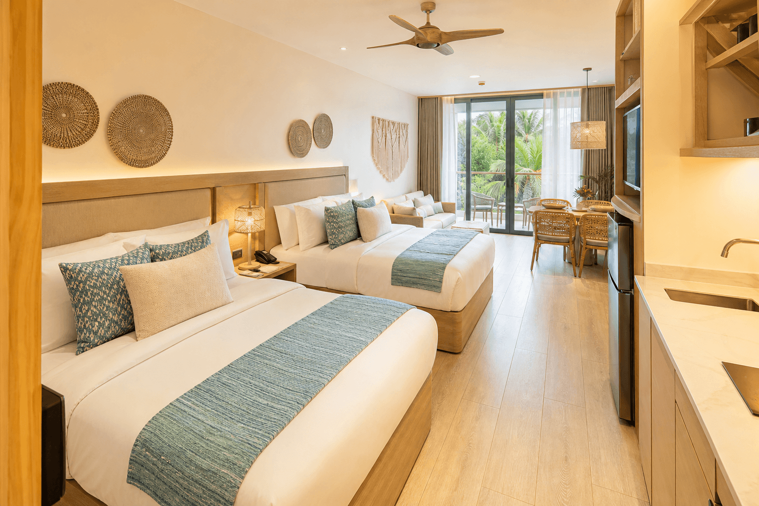 Family Suite two-queen sleeping area