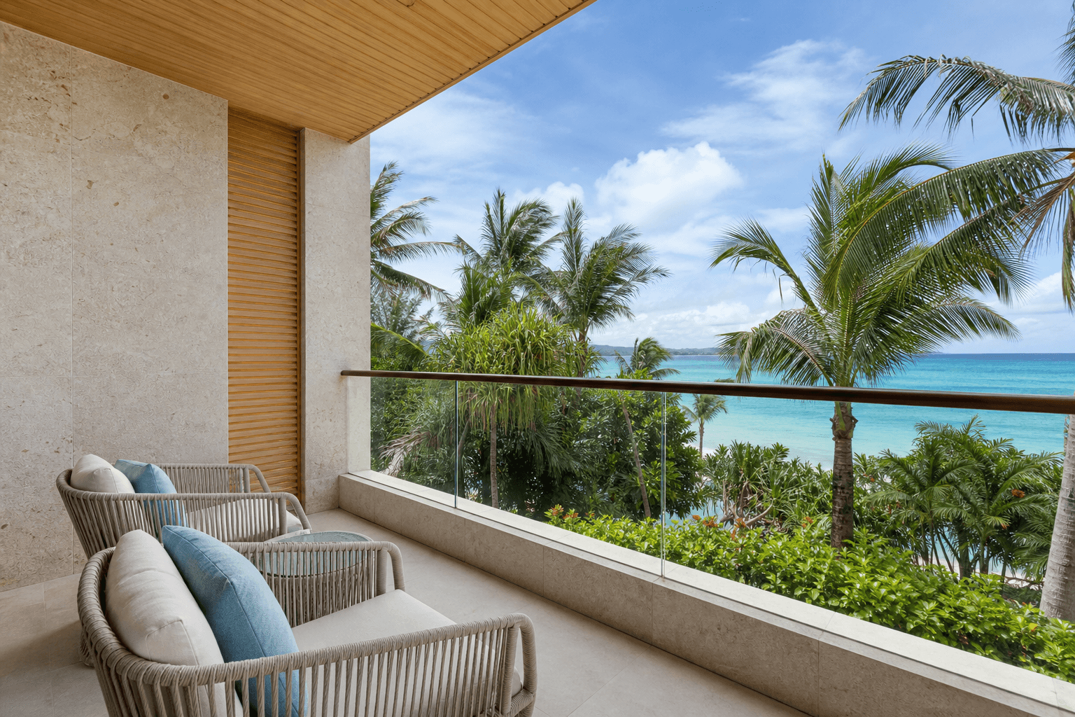 Ocean-facing private balcony of the Ocean View Suite