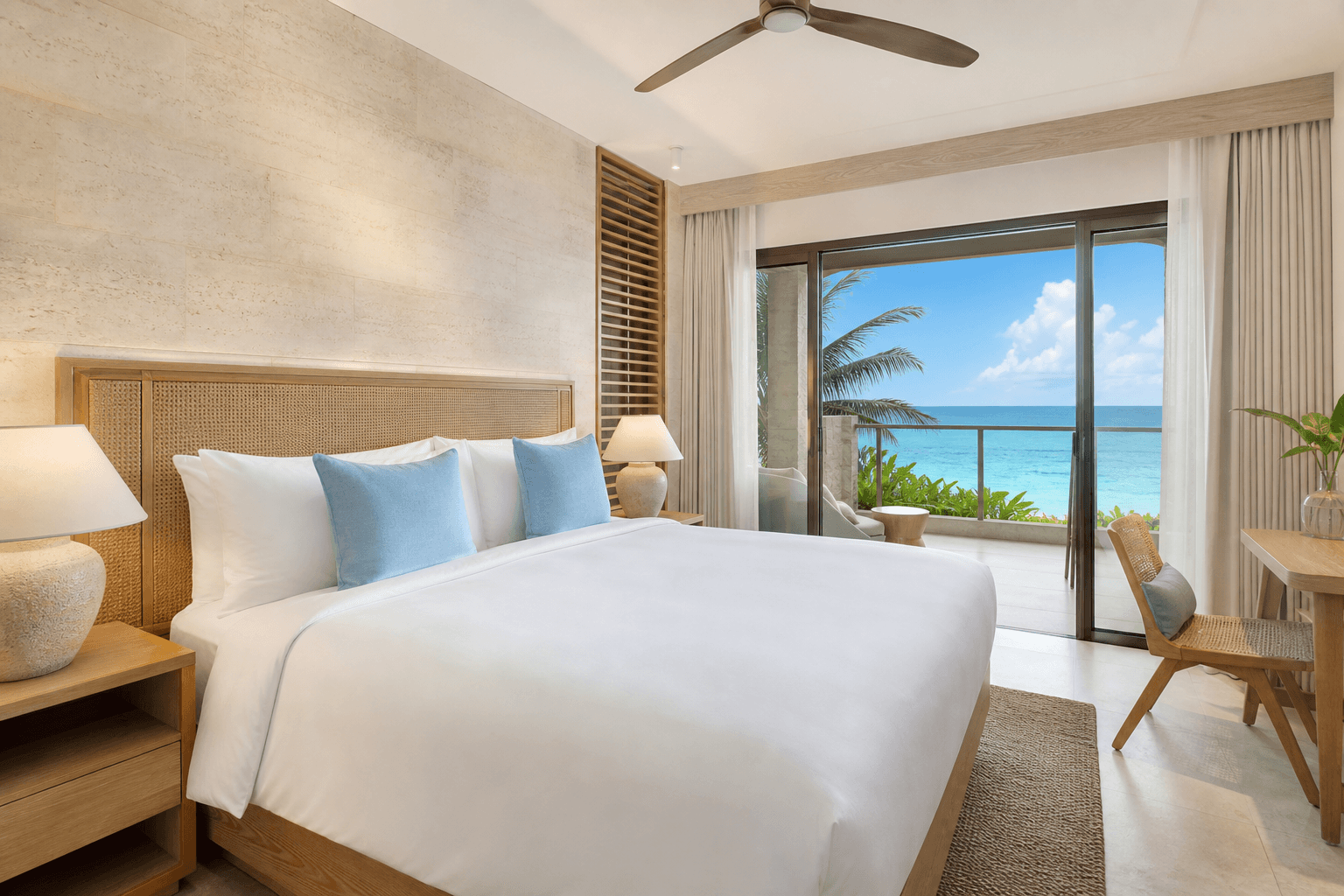 Ocean View Suite king bedroom with direct sea views